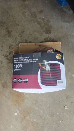 3/4 in. x 100 ft. Heavy-Duty Garden Hose Non- Expanding Lightweight Flexible Kink-Free Brass Fittings Yard Water