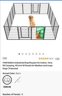 FXW Rollick Unleashed Dog Playpen for Indoor, Yard, RV Camping, 40 inch 16 Panels for Medium and Large DogsPatented