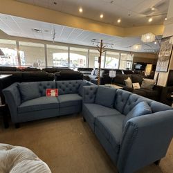 Blue Sofa & Loveseat 