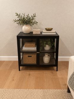 Studio McGee Crystal Cove Black Glass Cabinets – Set of 2