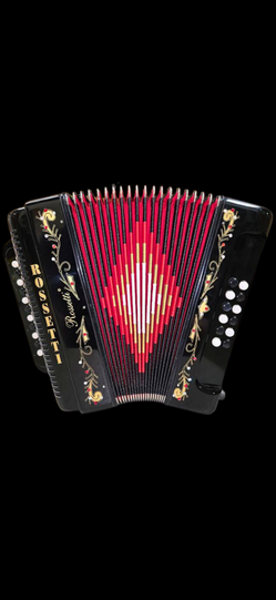 Accordion for sale brand new 34/12  tono sol,and fa bk/red 3 switchesstraps and hard case original from Rosetti