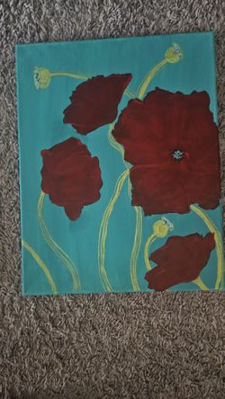 Red And Turquoise Arcylic Oil Paintings 