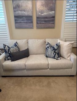 Beige Fabric 3-Seat Sofa