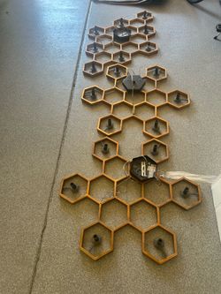 Set of 3 Modern Honeycomb Brass Geometric Chandeliers – Statement Light Fixtures