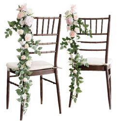 Ling's Moment Wedding Chair Aisle Floral Swags in Blush/Cream
