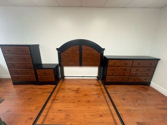 Two-Tone Bedroom Set with Bed Frame and Dressers
