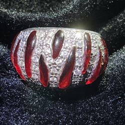 Red Flame Sterling Silver Ring 