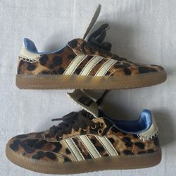 Adidas x Wales Bonner Samba Pony Hair Leopard Print Sneakers 