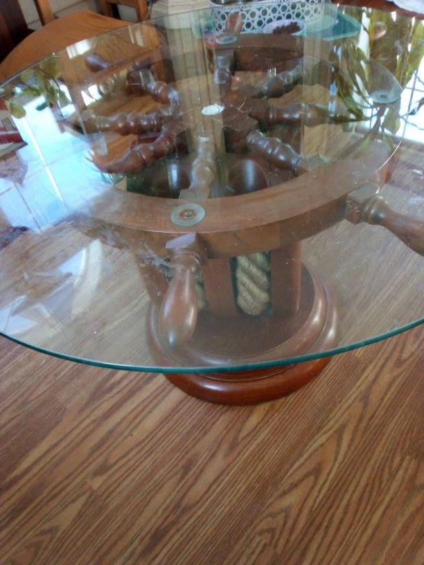Antique Capts. Steering Wheel Table