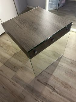 Modern wood and glass side table