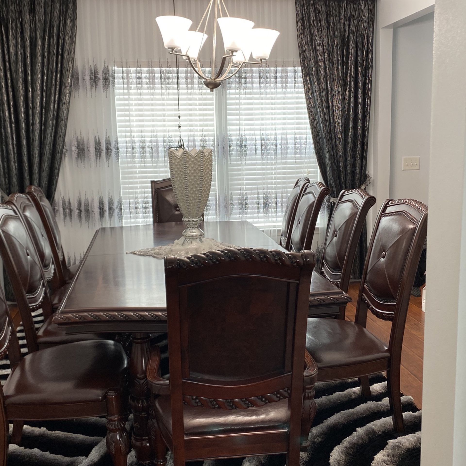 Dining table with 10 chairs
