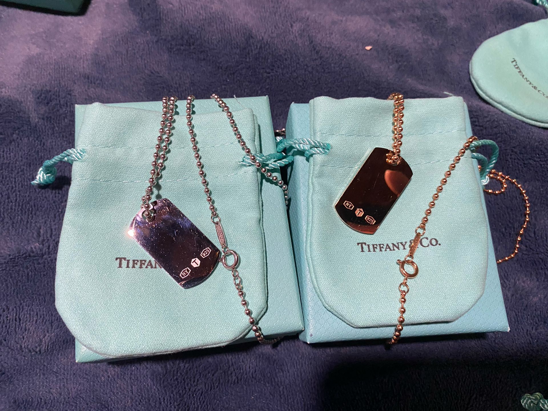 Tiffany And Co. ID Tags Dog Tags Heart Pendants Bracelet Jewelry 