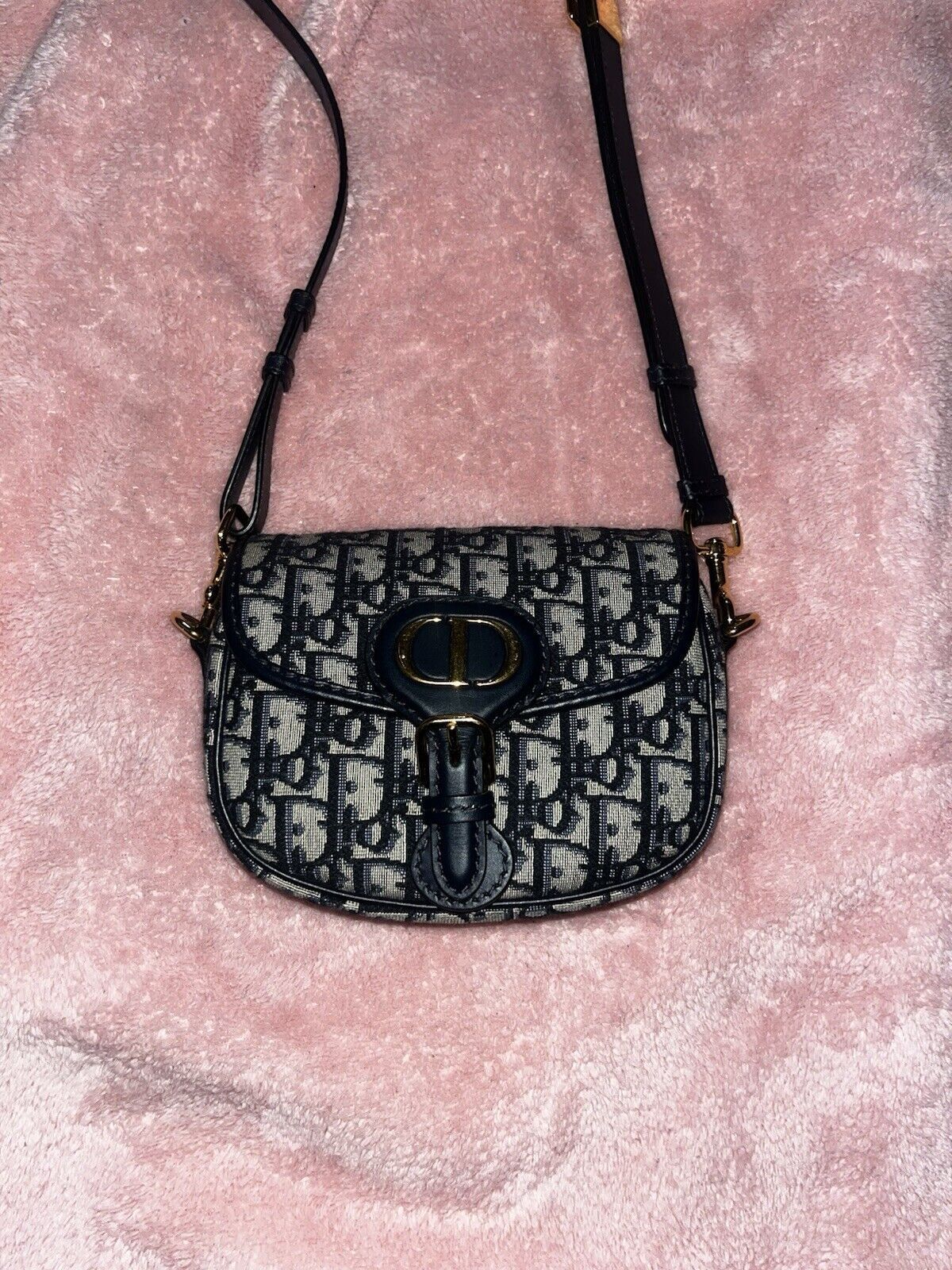 Navy Oblique Canvas Dior Bobby Bag Medium