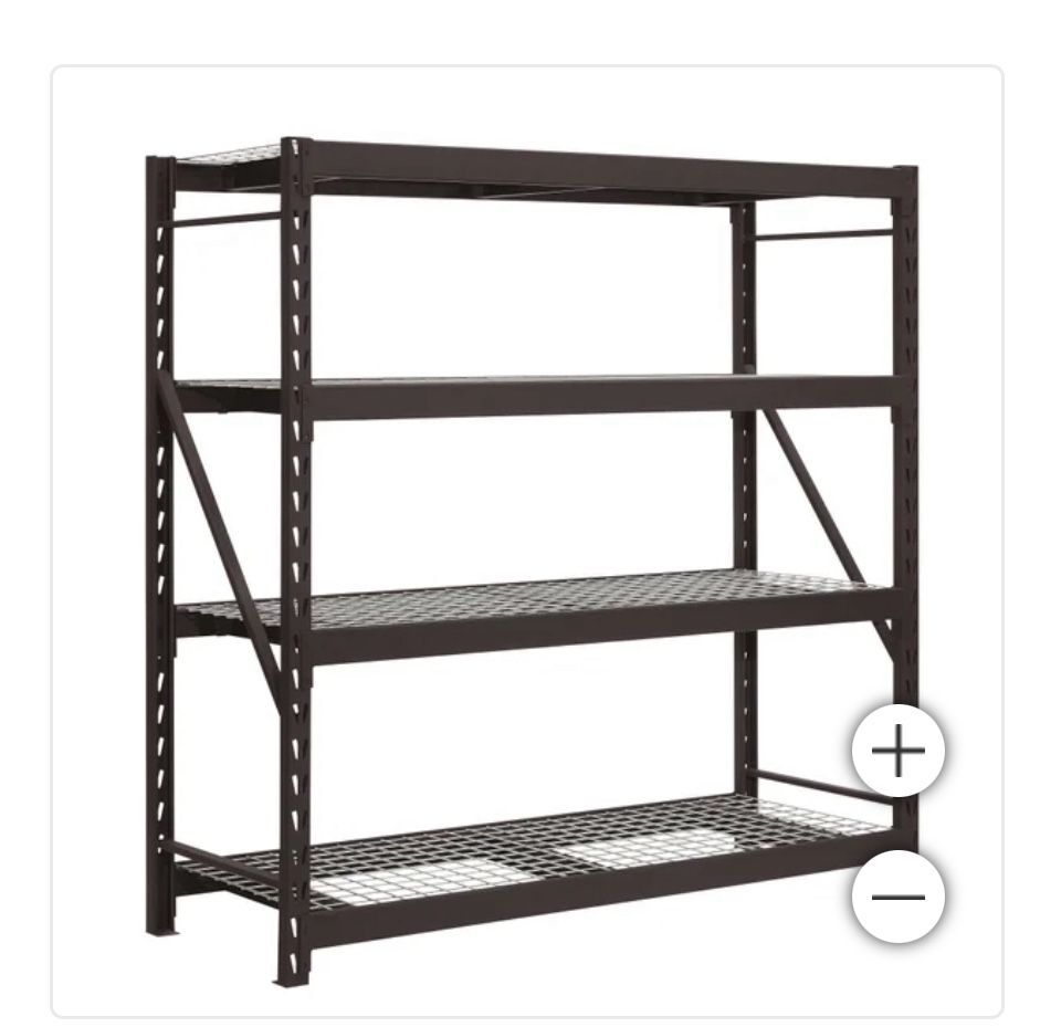 **ESTATE SALE** Heavy Duty Racking Shelves. Metal Shelf Has Wire Rack And Super Heavy Duty Supports. 6 Feet Tall And 6 Feet Long