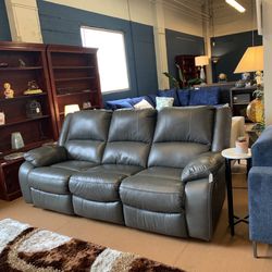 Faux Gray Leather Recliner