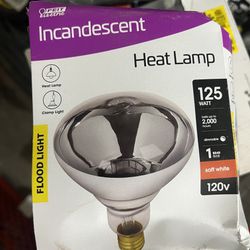 Incandescent Heat Lamp 125 Watt. Flood Light  Bulb