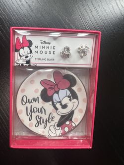 Minnie Mouse Jewelry Tray And Earrings 