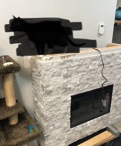Modern Electric Fireplace TV Stand / Faux Stone Fireplace Console