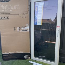 New Storm Door Platinum Size W36 H80 Right Hand Inswing Color Pebble stone $220 