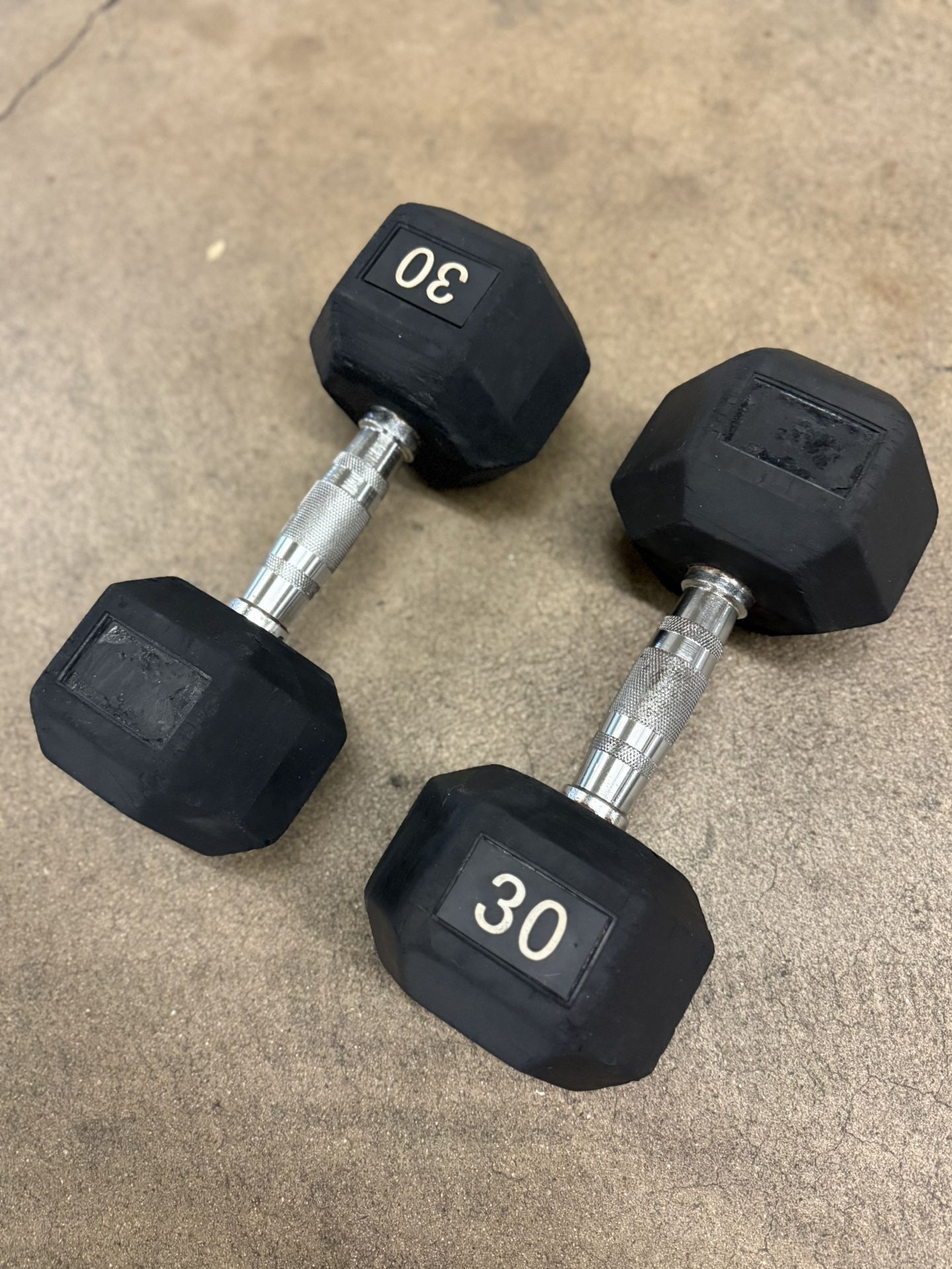 30lb Hex Rubber Dumbbells