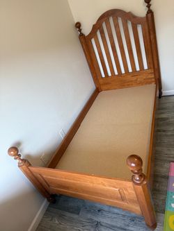 Solid Wood Twin Bed Frame with Headboard & Footboard