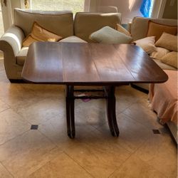 Antique Wood Table Extends To 10 Feet!