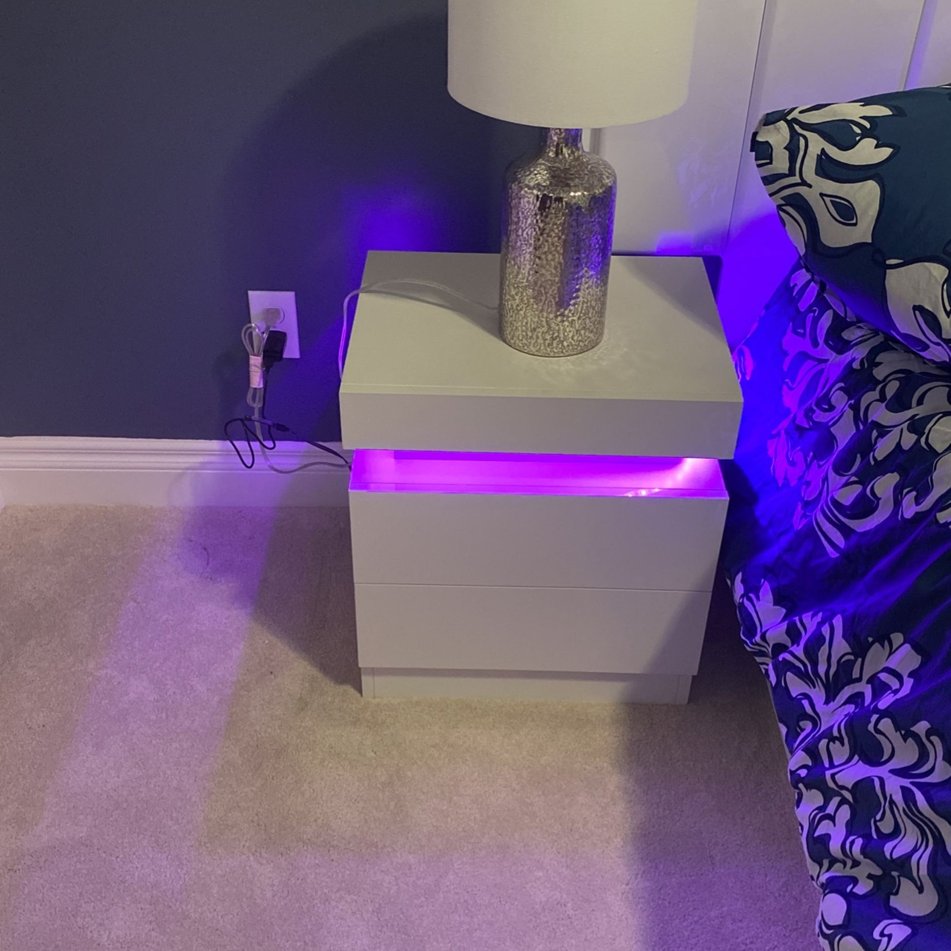 Brand new White Nightstand With Led Lights