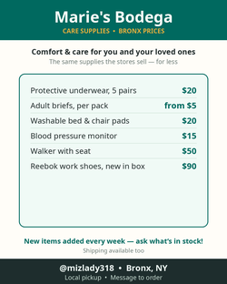 Marie's Bodega — Care Supplies, Bronx Prices