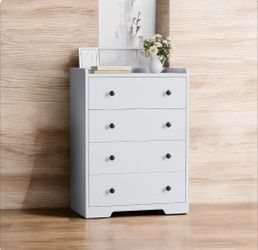 New 4-Drawer Dresser for Bedroom - White Wood Chest of Drawers Closet Storage Cabinet Organizer for Bedroom, Living Room, Hallway & Office