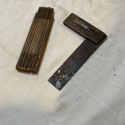 Vintage 6 In.² Wood And Brass/Foldable Ruler
