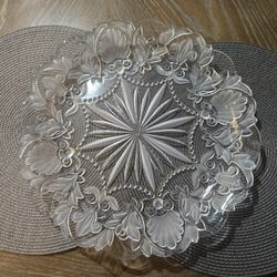Vintage Antique Crystal Platter 14"