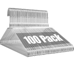Wire Metal Clothes Hangers Bulk 100 Pack, 16 Inch 12 Gauge Standard Size, Slim Space Saving for Coat Suits Shirts Pants Skirts, Non Slip, Silver

