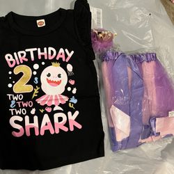 New Baby Shark Girls 2nd Birthday 3 Piece Set 