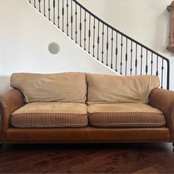 Tuscan large Couch leather and Cloth tuffed