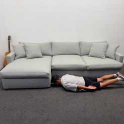 Grand Down IV 125" Light Cool Gray Fabic Sectional Couch *2.6k Retail* Amazing Condition - Can Deliv