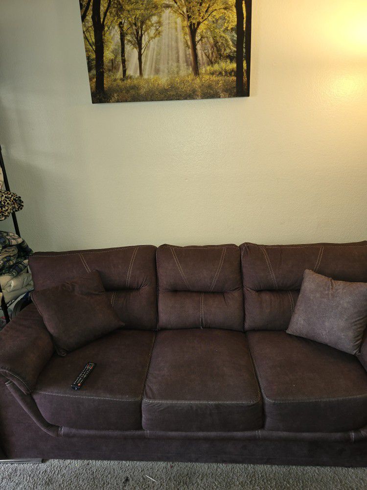 Brown Couch and Loveseat 