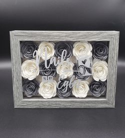Nails by (Your Name or Your Stylist Name Here) Beauty Salon Decor - Paper Roses in a Box - 15 Paper Flowers in a Shadow Box Frame