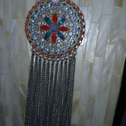 Vintage Filigree Beaded Medallion Pendant Necklace