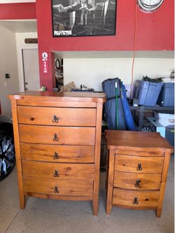 Solid Wood Dresser & Nightstand Set – $150