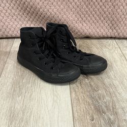 converse all star chuck taylor high top black on black kids sz 12
