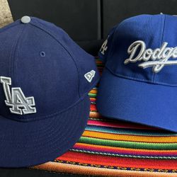 Lot of 2 NEW LA Dodgers Official MLB Snap Back Adjustable Caps - Adult One Size Fits Most