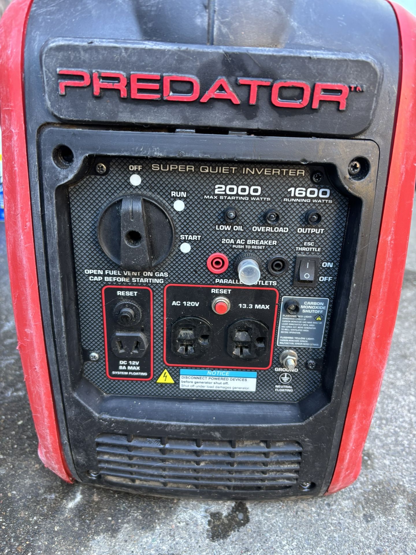 Predator 2000 Super Quite Generator Works Great !