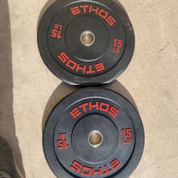 Ethos 15lb Bumper plate Set Weights 