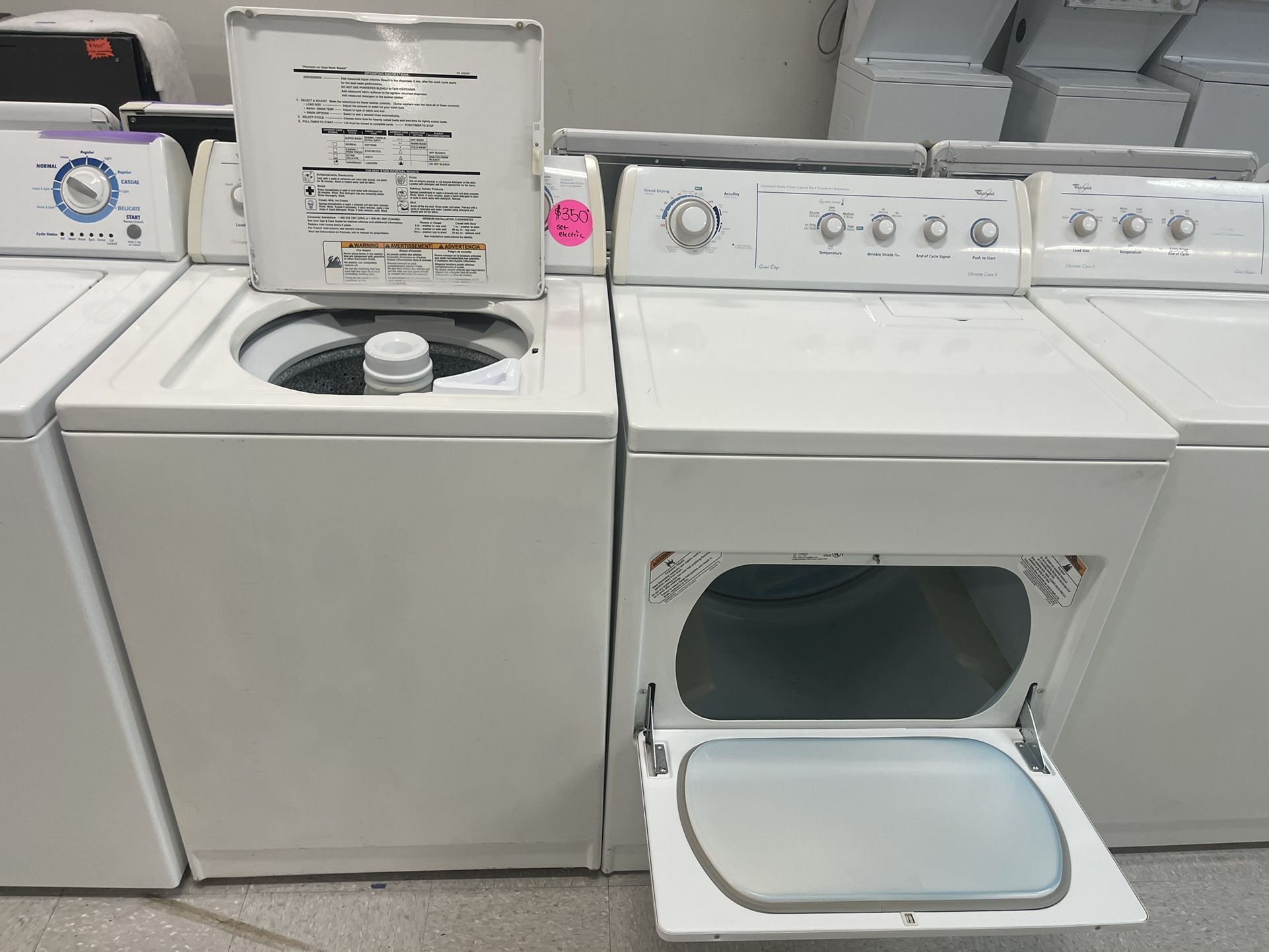 Whirlpool White Top Load Washer And Electric Dryer Set In Excellent Conditions With 4 Months Warranty