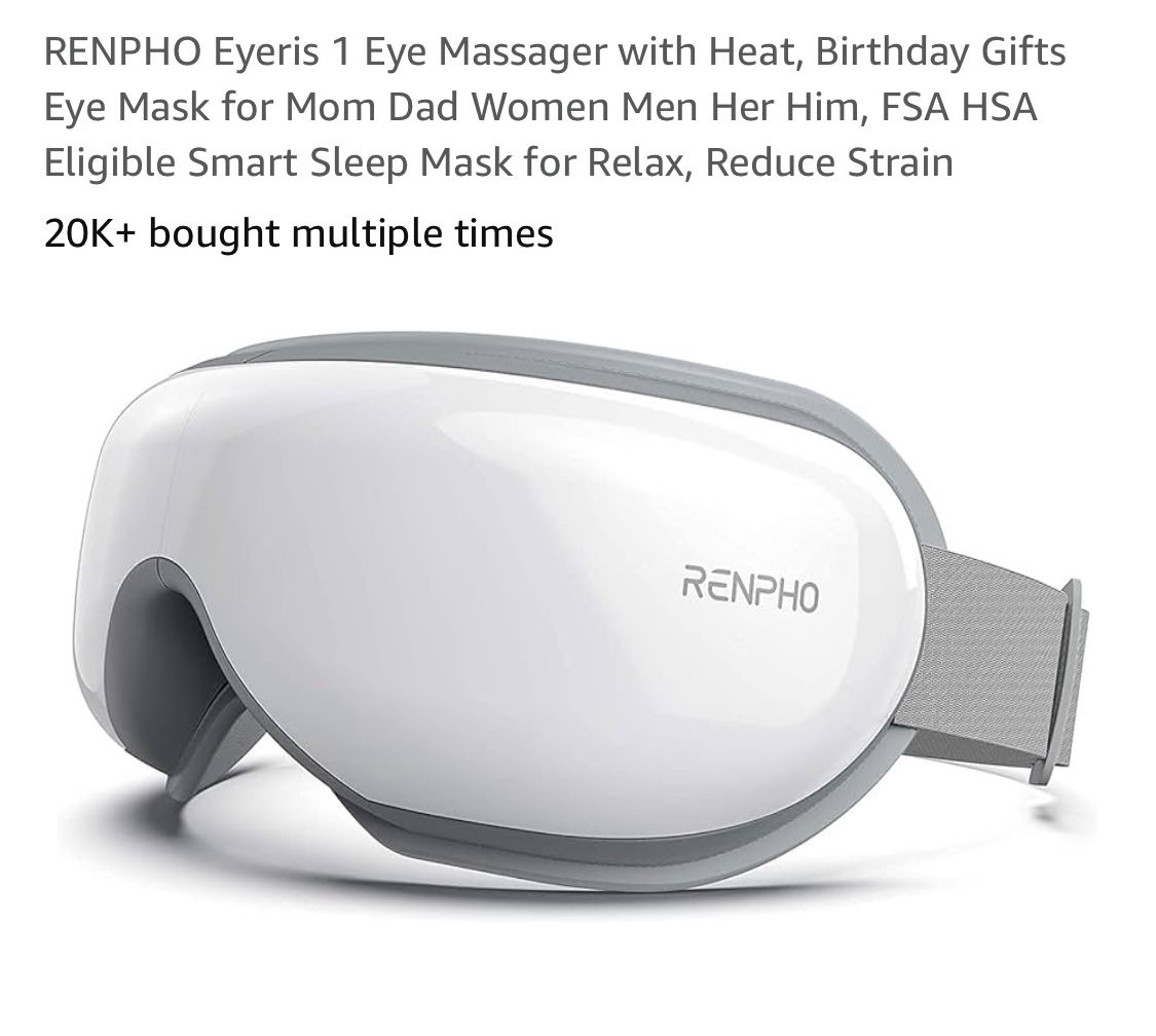 RENPHO Eyeris 1 Eye Massager with Heat, Birthday Gifts Eye Mask for Mom Dad Women Men Her Him, FSA HSA Eligible Smart Sleep Mask for Relax, Reduce Str