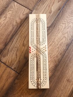 Vintage ~ 1974 ~ Cribbage by Milton Bradley ~ E.S. Lowe ~ continuous track wooden cribbage board, with original box.