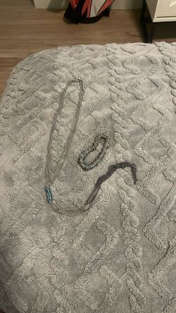 Blue And Silver Necklace And Bracelet 