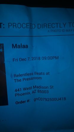 Onw tixkwt MALLA tonight!! $75
