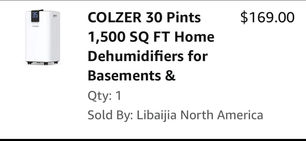 Colzer Dehumidifier Like New