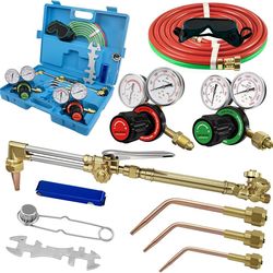 Awlolwa Oxygen Acetylene Torch Kit Gas Welding Cutting & Portable Case Hose